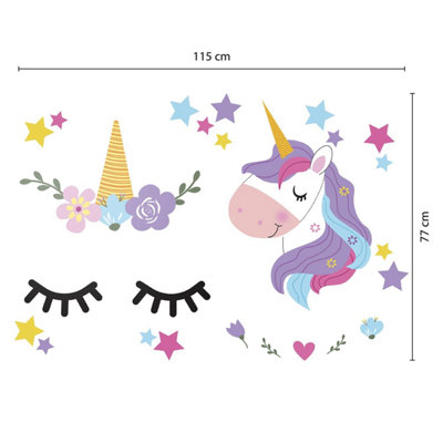 Walplus Sleepy Unicorns Kids Sticker PVC Multicoloured - 5
