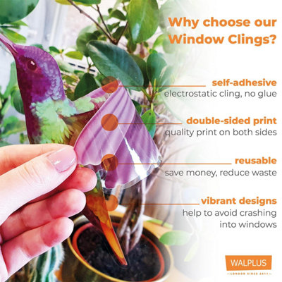 WALPLUS SMALL HUMMINGBIRDS DOUBLE-SIDED WINDOW CLINGS - 24PCS BIRD ...