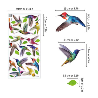 Walplus Small Hummingbirds Windows Clings - 12Pcs