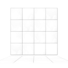 Walplus Spanish Retro White Square 3D Tile Stickers Multipack 32pcs