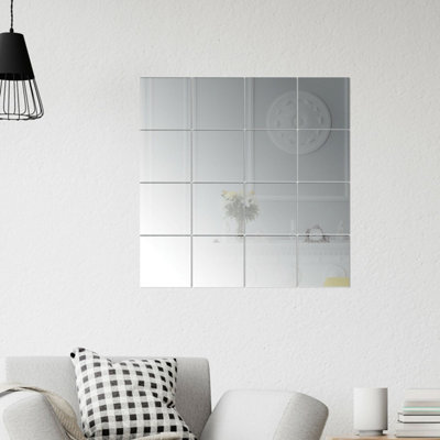 Walplus Square Mirror Wall Art 16pcs DIY at B&Q