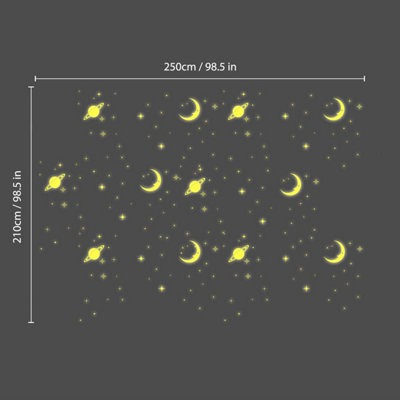 Walplus Stars And Moons Vinyl Wall Sticker Decorations X 6 Packs
