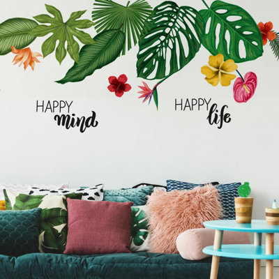 Walplus Summer Vibes Tropical Flowers Wall Stickers Mural Decal