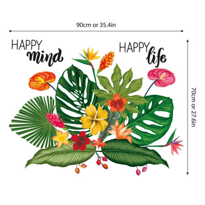 Walplus Summer Vibes Tropical Flowers Wall Stickers Mural Decal