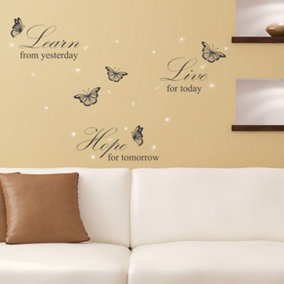Walplus Swarovski Crystals Learn Live Hope Quote Murals Decals Home Decoration Wall Stickers