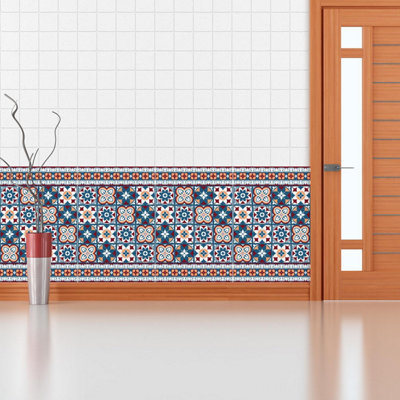 Walplus Talavera Peel and Stick Wall Tiles Stickers - 24Pcs Self Adhesive Stick on Tiles for Kitchen, Bathroom - 10x10cm