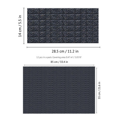 Walplus Terrazzo Silver Touch Dark Mosaic Wall 2D Tile Stickers 11.2 x 5.5 inches / 28.5 x 14 cm 12Pcs
