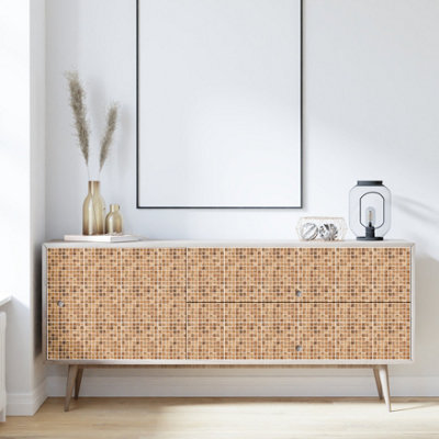 Walplus Triana Marble Brown and Cream Peel and Stick Wall Tiles Sticker - 24Pcs Self Adhesive Stick on Tiles for Kitchen 15x15cm