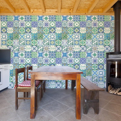 Walplus Turquoise French Combo Mix Tile Stickers Price Comparisons | Compare The Build