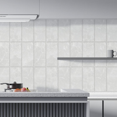 Walplus Urban Concrete Peel and Stick Wall  Stick on Tiles - 36Pcs 28.5x14 Self Adhesive Tile Sticker for Kitchen