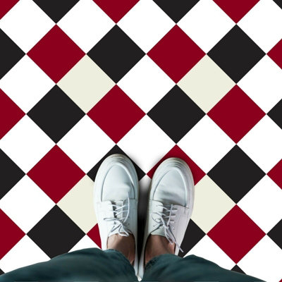 Walplus Victorian Diamond Peel and Stick Wall Tiles Stickers - 120x60 cm Self Adhesive Floor Stick on Tiles for Kitchen (1 Sheet)