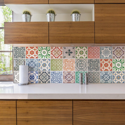 Walplus Vintage Porcelain Tile Stickers PVC Price Comparisons | Compare The Build