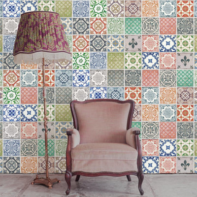 Walplus Vintage Porcelain Tile Stickers PVC Price Comparisons | Compare The Build