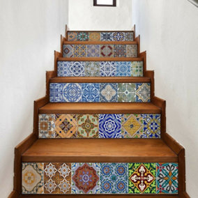 Walplus Vintage Spanish Tiles Home Decor Stairs Stickers, Decals, DIY Art, Home