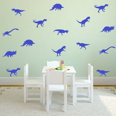 Walplus Vinyl Wall Stickers Decals - Diy - Blue Dinosaurs Shapes Kids Sticker