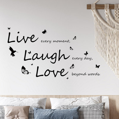 Live Laugh Love Wall Decal Art, Vinyl Live Every Moment Laugh Every Day  Love Beyond Words Wall Decor Stickers Motivational Quotes for Bedroom