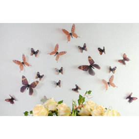 Walplus Wall Sticker 3D Streak Butterfly Brown Art Decoration Decals Home Decorations Cream,Pink,Purple PVC