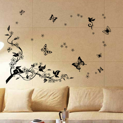 Walplus Wall Sticker Decal Butterfly Vine Decal Art DIY Home