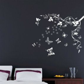 Walplus Wall Sticker Decal Wall Art Butterflies Vine in White Home Decorations Stickers Stock Clearance