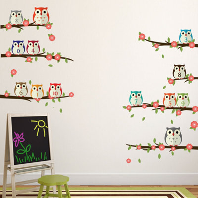Walplus Wall Sticker Decal Wall Art Nursery Owl Learning Numbering Art ...