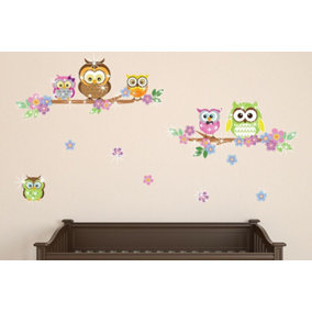 Walplus Wall Sticker Owl Flower Tree with Swarovski Crystals Decoration