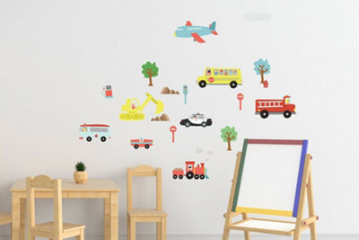 Walplus Wall Stickers Decal Wall Art Happy Cars Diy Nursery Room Kids Room Kids Sticker PVC Multicoloured