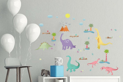 Walplus Wall Stickers Decal Wall Art Happy Dinosaurs Kid Diy Nursery Room Kids Sticker PVC Multicoloured