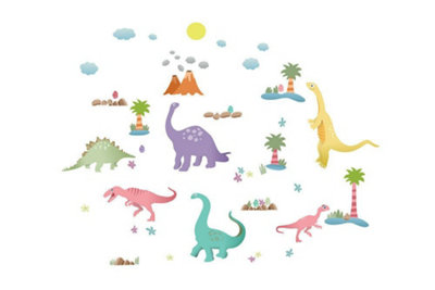 Walplus Wall Stickers Decal Wall Art Happy Dinosaurs Kid Diy Nursery Room Kids Sticker PVC Multicoloured - 3