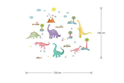 Walplus Wall Stickers Decal Wall Art Happy Dinosaurs Kid Diy Nursery Room Kids Sticker PVC Multicoloured - 4