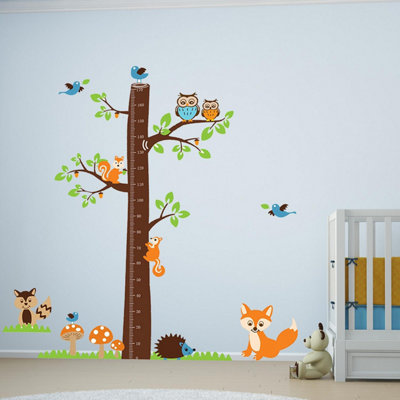 Walplus Wall Stickers Mural Decal Paper Art Fox Tree Height Measure Kids Children Kids Sticker PVC Multicoloured