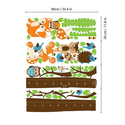 Walplus Wall Stickers Mural Decal Paper Art Fox Tree Height Measure Kids Children Kids Sticker PVC Multicoloured - 5