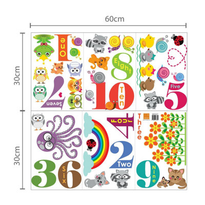 Walplus Wall Stickers Self-Adhesive Animal Numbering Kid Diy Art Decal Nursery Kids Sticker PVC Multicoloured - 3