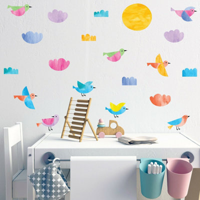 Walplus Watercolor Birds Kids Sticker PVC Multicoloured - 3
