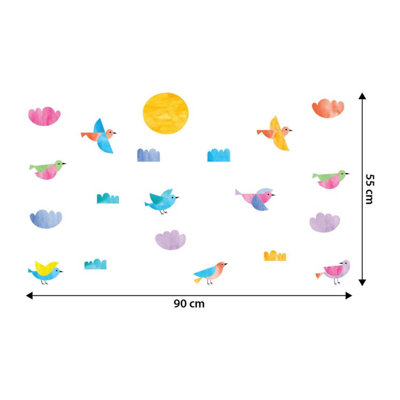 Walplus Watercolor Birds Kids Sticker PVC Multicoloured - 6