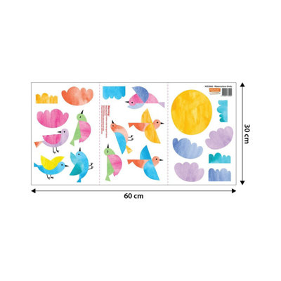 Walplus Watercolor Birds Kids Sticker PVC Multicoloured - 7
