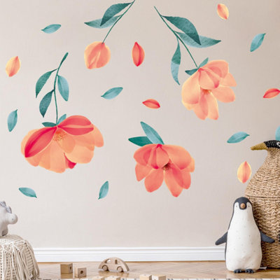 Walplus Watercolour Peach Flowers Wall Stickers Mural Decal
