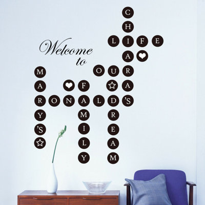 Walplus Welcome Home Puzzle Wall Stickers Art Living Bedroom Home Decorations Kids Sticker PVC Black,White