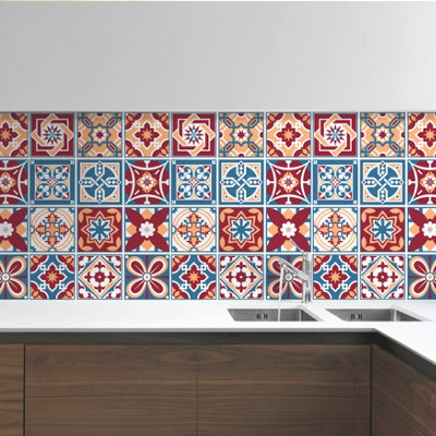 Walplus Westminster Peel and Stick Wall Tiles Sticker - 24Pcs Self Adhesive Stick on Tiles for Kitchen 15x15cm