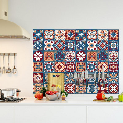 Walplus Westminster Peel and Stick Wall Tiles Stickers - 12Pcs Self Adhesive Stick on Tiles for Kitchen PVC (20x20cm)
