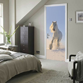 Walplus White Horse Door Mural X 2 Packs
