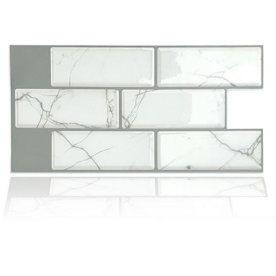 Walplus White Marble Eclectic3D Tile Stickers Multipack 60pcs Price Comparisons | Compare The Build