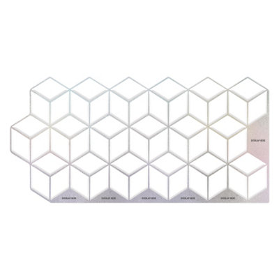 Walplus White Silver Hexacube Peel and Stick Wall Tiles Stickers - 24Pcs Self Adhesive Stick on Tiles for Kitchen 28.5x14 cm