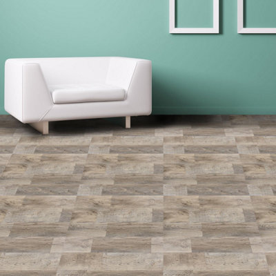 Walplus White Wash Wood Look Vinyl Flooring 15pcs - 3