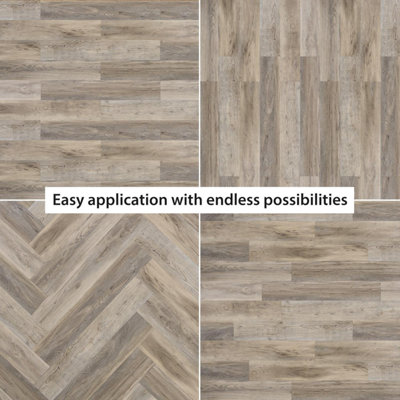 Walplus White Wash Wood Look Vinyl Flooring 15pcs - 6