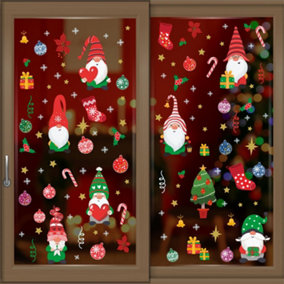 Walplus Xmas Gnomes And Colourful Baubles Window Clings Rooms Décor