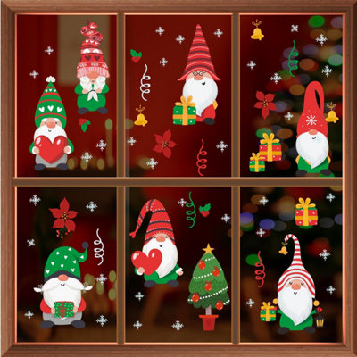 Walplus Xmas Gnomes and Snowflakes Window Clings Rooms Décor