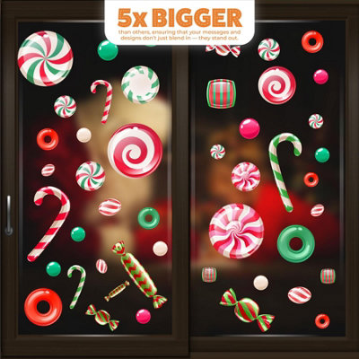 Walplus Xmas Peppermint Candy and Sweets Window Clings Rooms Décor