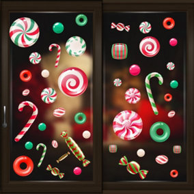 Walplus Xmas Peppermint Candy and Sweets Window Clings Rooms Décor