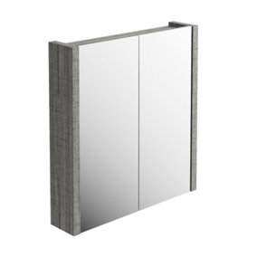 Walter 750mm Double Mirrored Cabinet - Grey Wood Effect