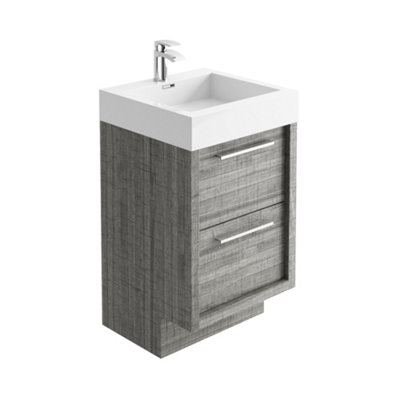 Walter Floor Standing 500mm Vanity Unit in Grey Wood